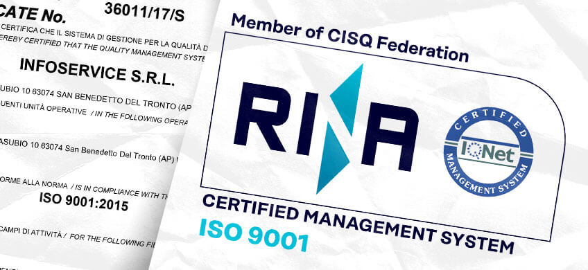 Infoservice ottiene la certificazione RINA ISO 9001